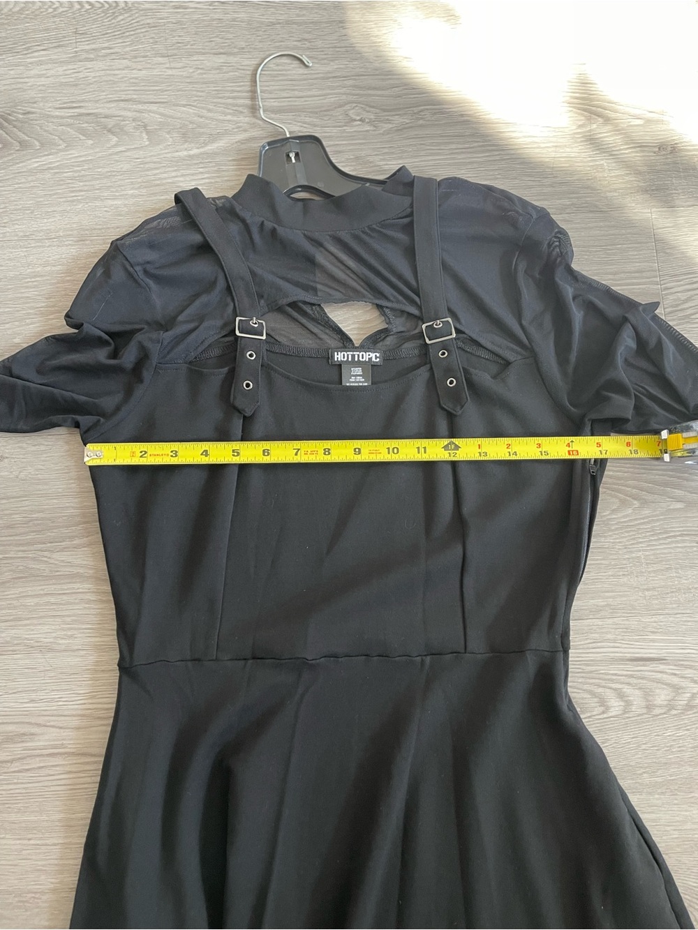 Hot Topic Black mesh and buckle Long Sleeve Cutout A-Line Dress - Picture 7 of 8